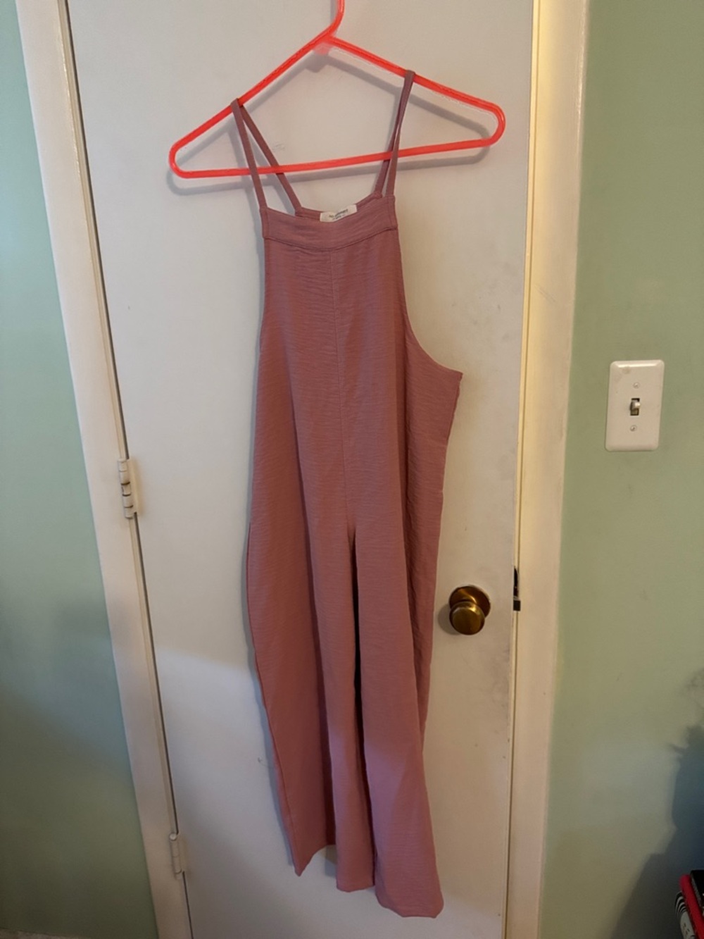 Girls Mauve Wide-Leg Romper with Double Spaghetti Straps